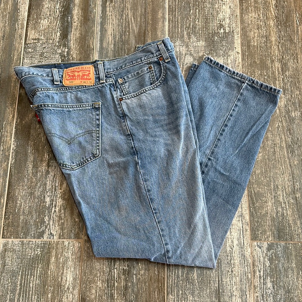 MEN'S LEVI LEVI'S JEANS 505 REG FIT STRAIGHT LEG LIGHT OLD BLUE WORN 2XS 40 X 32